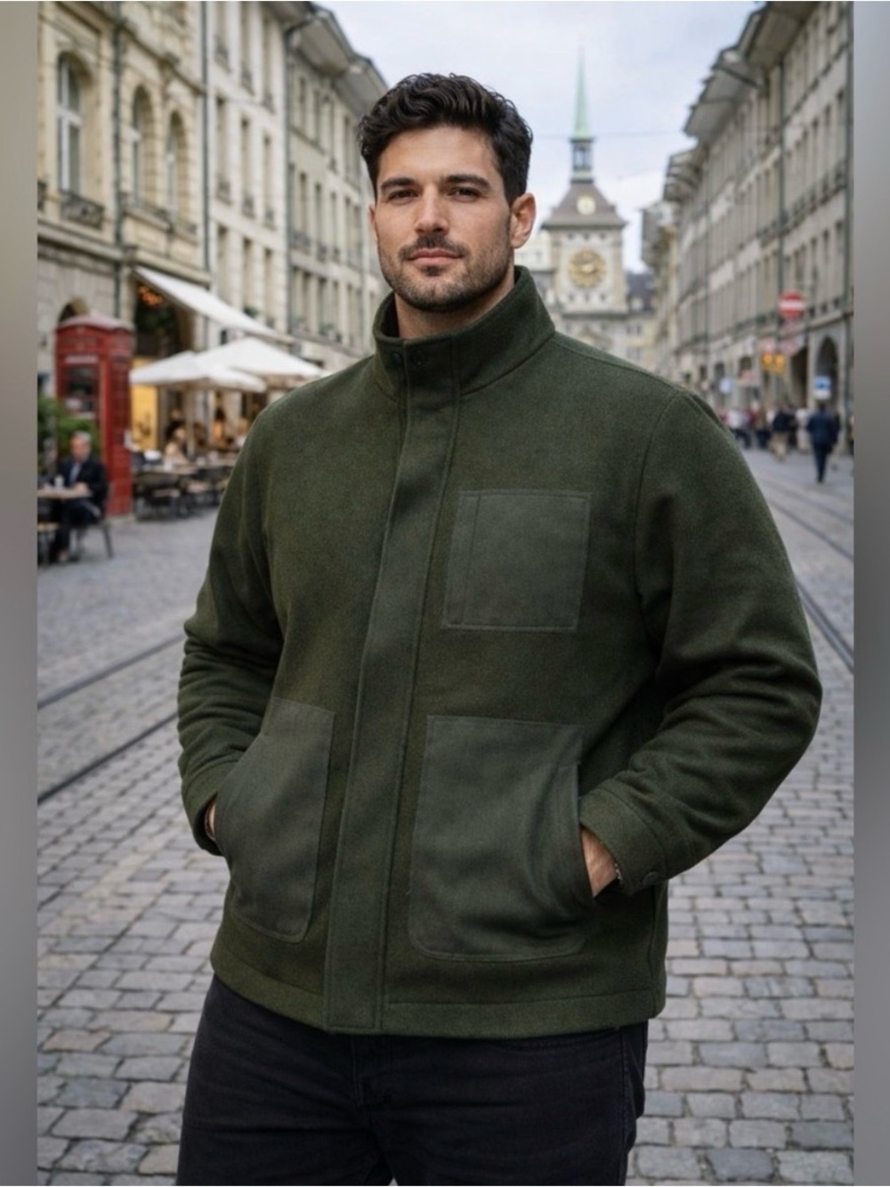 NWT Men’s Ted Baker Helsinki Funnel Neck Coat size 6 Dark Green